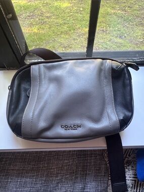 Coach Two-Tone Gray and Black Leather Belt Bag